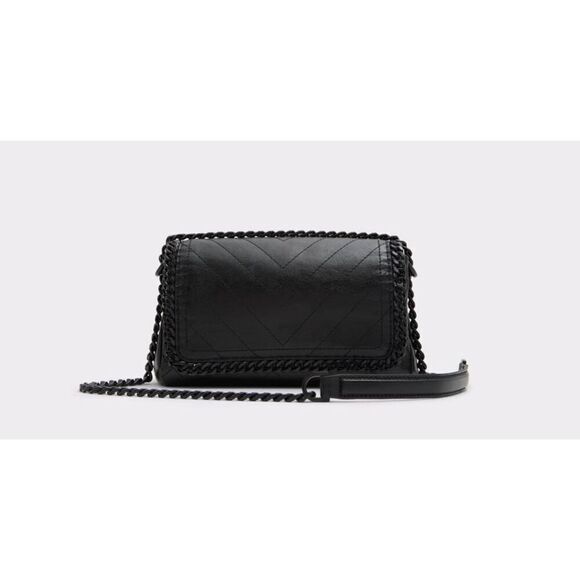 NWT~ALDO Black Kayleyyx Chain Accent Rock Inspired Shoulder/Crossbody Handbag - Picture 6 of 11